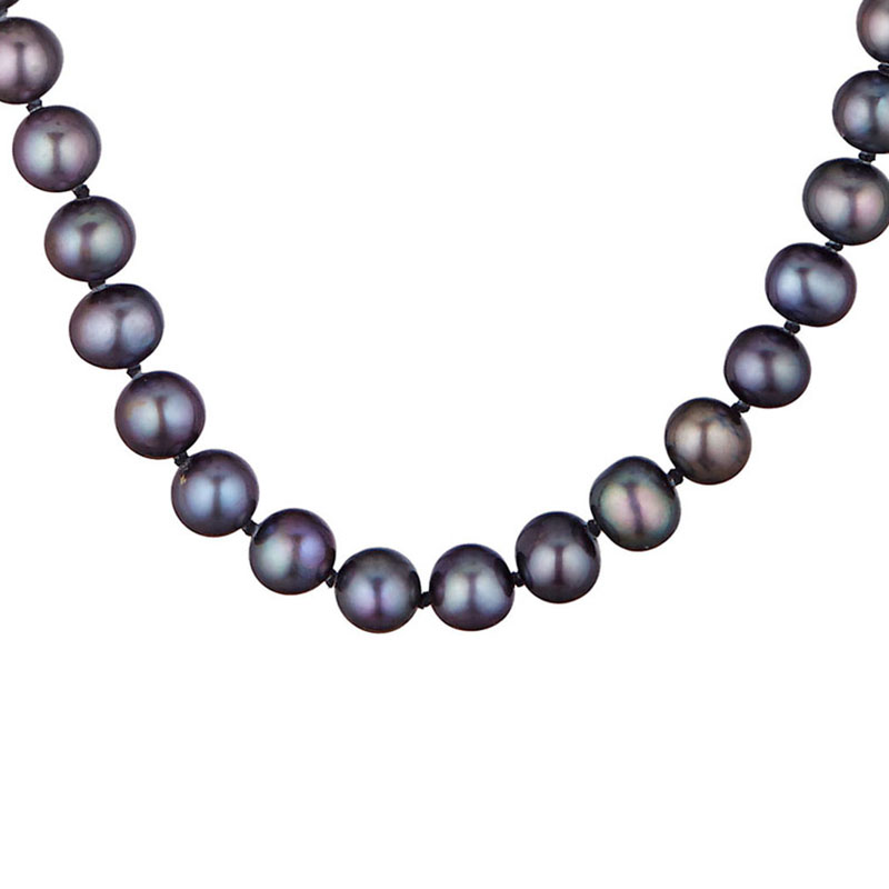 Collier 1 rang Perles de culture noires, Argent